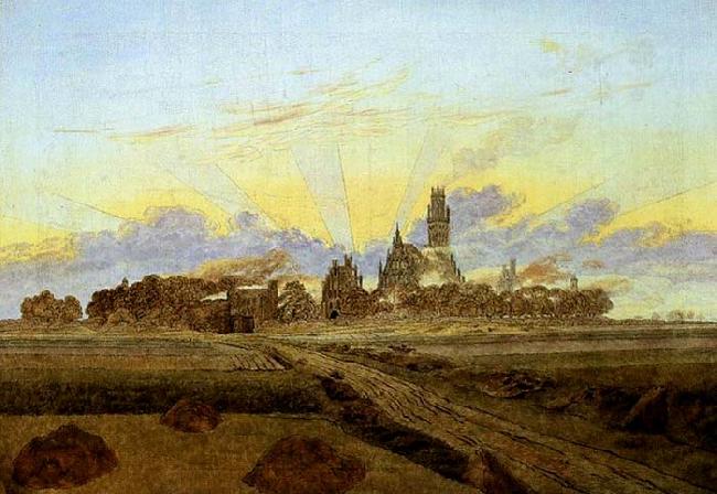 Caspar David Friedrich Neubrandenburg in Flames Germany oil painting art